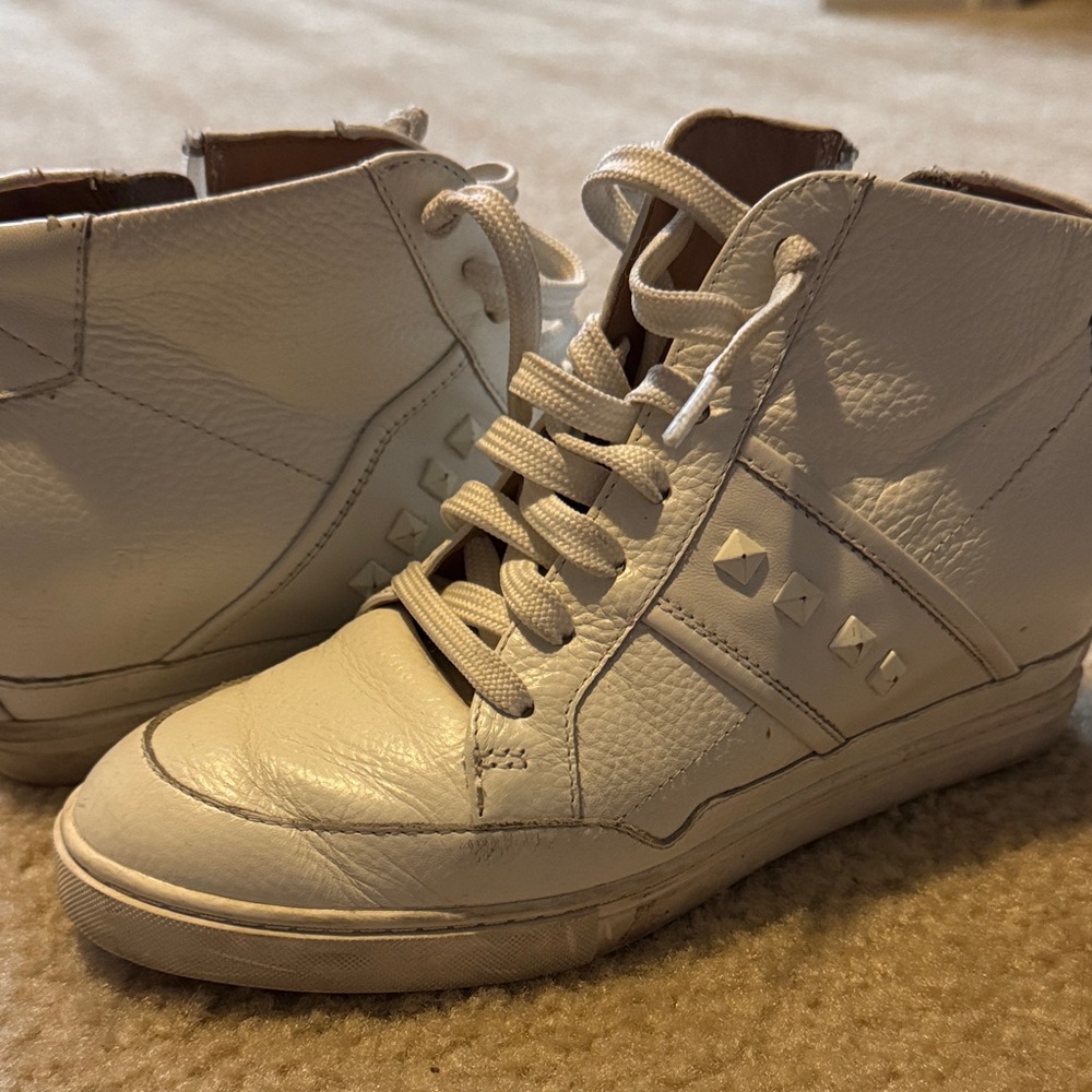 Paolo White High-Top Sneakers with Studs - Picture 1 of 7